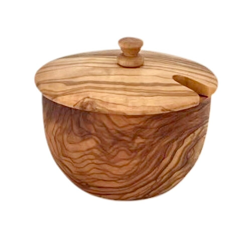 Hand Carved Mediterranean Olive Wood Canister