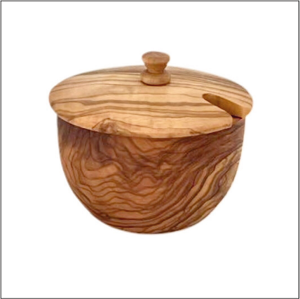 Hand Carved Mediterranean Olive Wood Canister