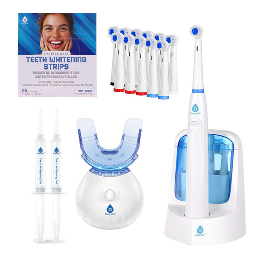 LED Teeth Whitening Kit, Whitening Strips, & Electric Toothbrush --Pursonic